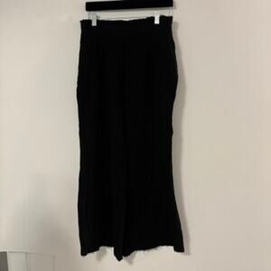 Mahina Black Linen Wide Leg Pull-On Pants